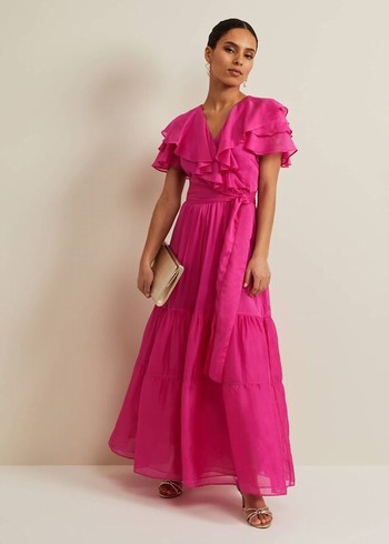 Phase Eight Petite Mabelle Organza Dress Fuchsia Canada | FXCBWE-812